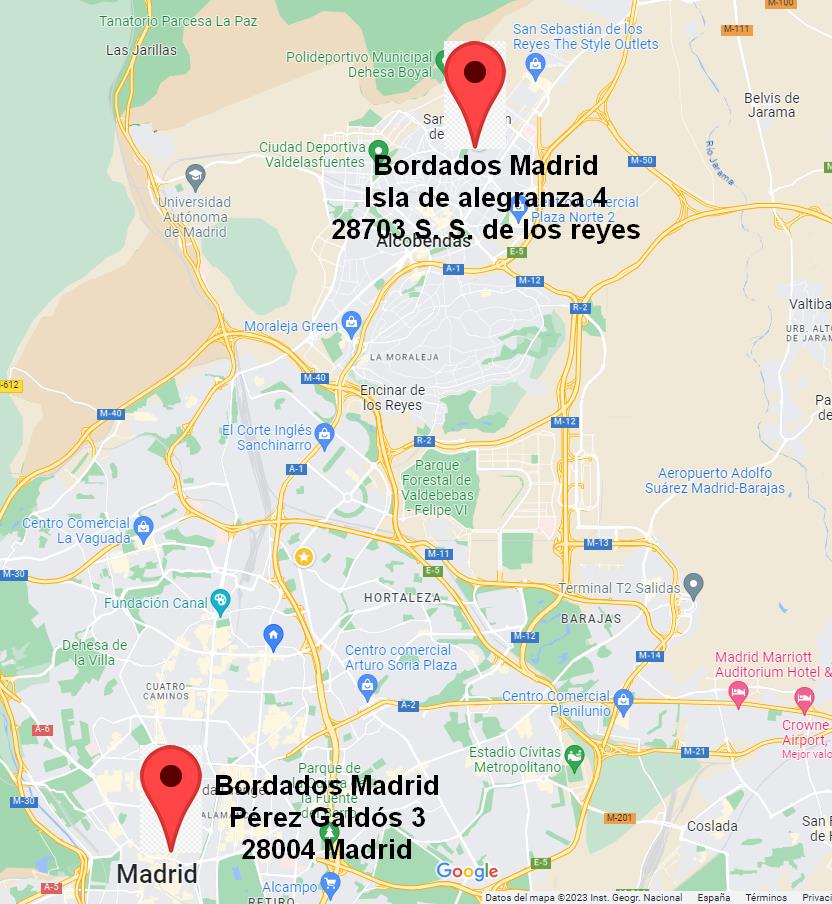 Dirección y horario de las tiendas de bordados Madrid